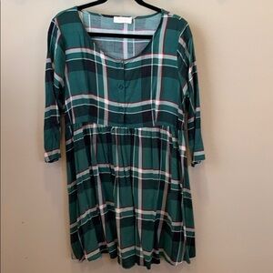 Brand New green plaid babydoll dress